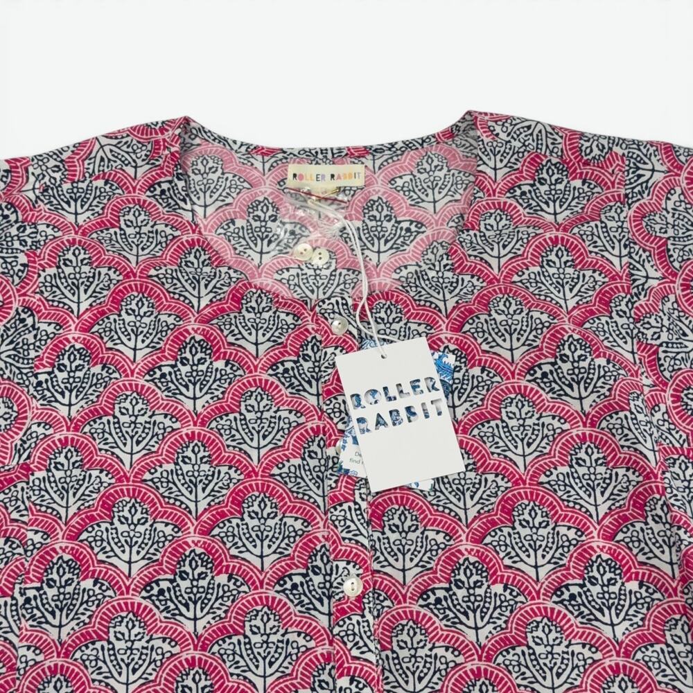 Roller Rabbit Maxi Dress Womens XS Jemina Anu Long Kurta Fuchsia Silk Blend NWT - Picture 4 of 13